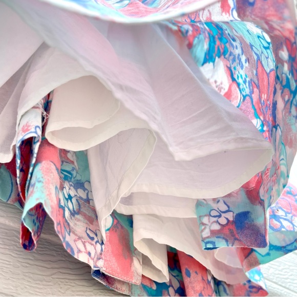 Gap Factory 18-24 dress watercolor cotton candy floral peekaboo back with button - Picture 3 of 10